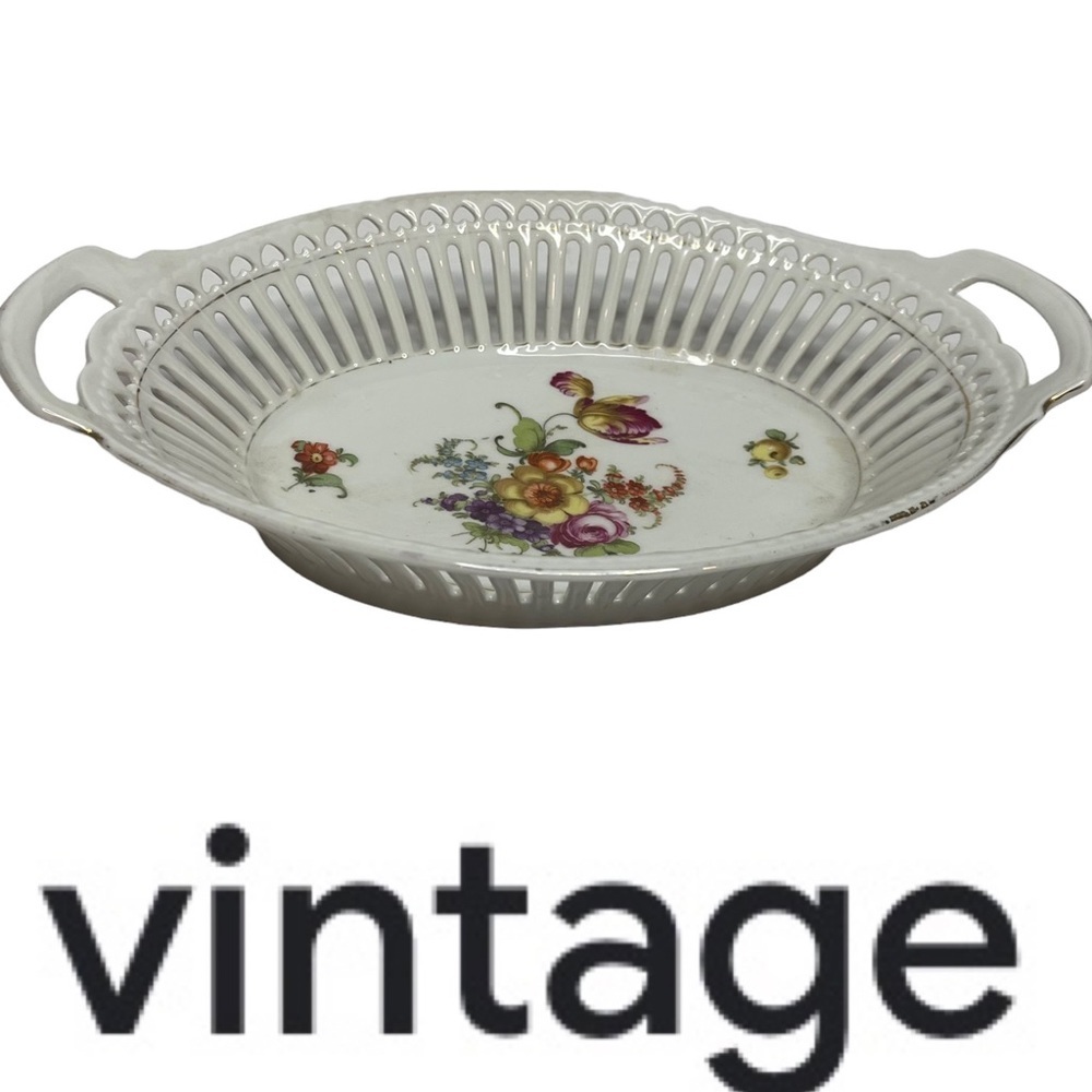 Antique Delft Fine China Hand Painted Bread bowl
